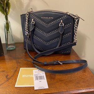 NEW Michael Kors Navy Studded Ellis Purse